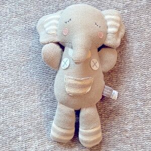 Theodore Elephant Knitted Rattle 14" Soft Stuffed Baby Toy Living Textiles Grey